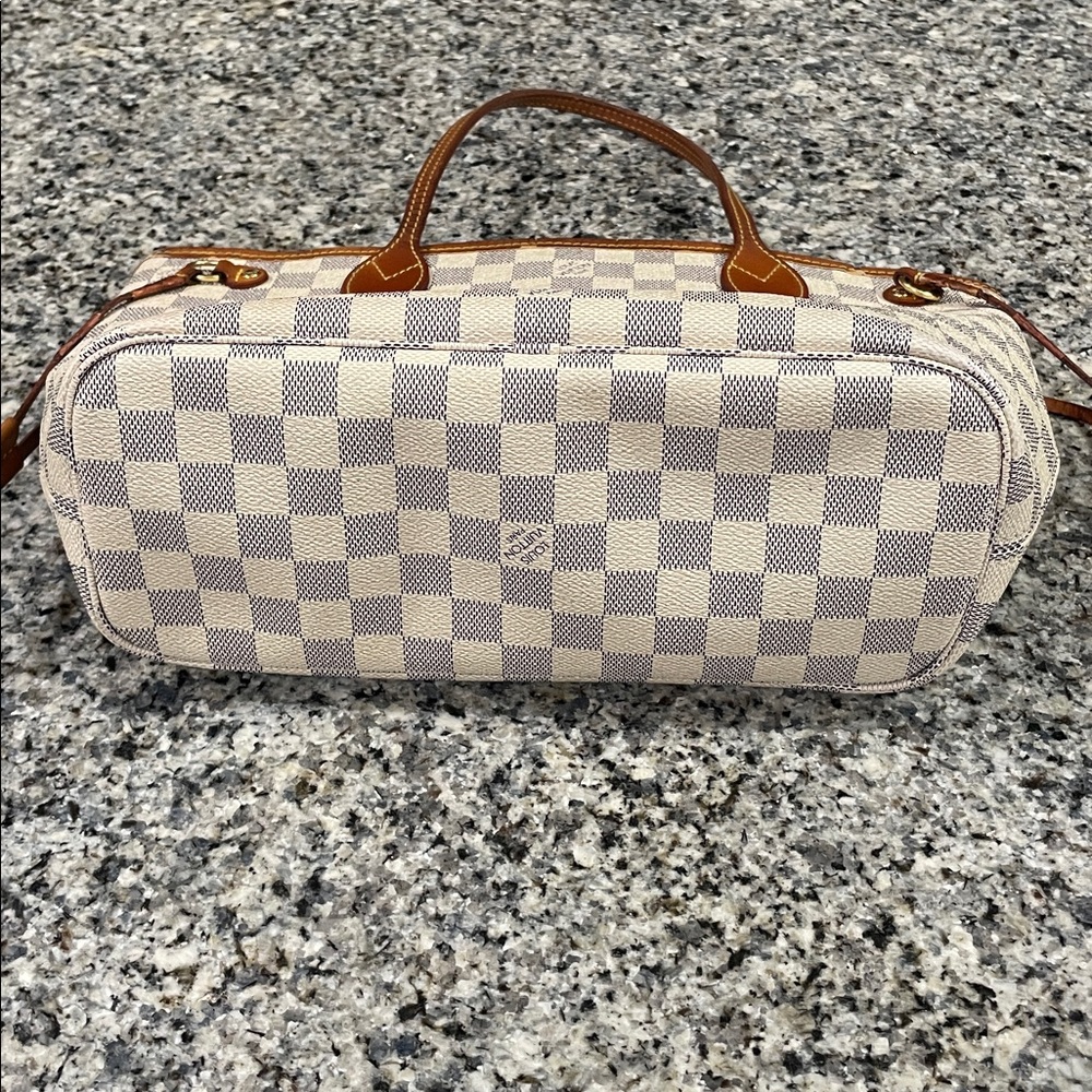 Louis Vuitton Damier Azur Canvas Tote with Brown Leather Trim - Picture 9 of 14